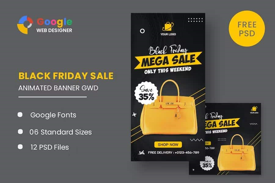 BLACK FRIDAY MEGA SALE HTML5 BANNER ADS GWD